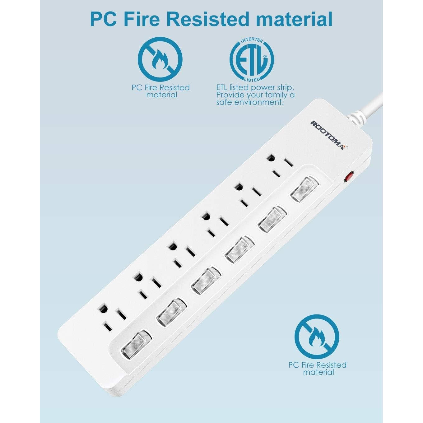 Regleta de Protección ROOTOMA 6 Salidas 1.8m Interruptores