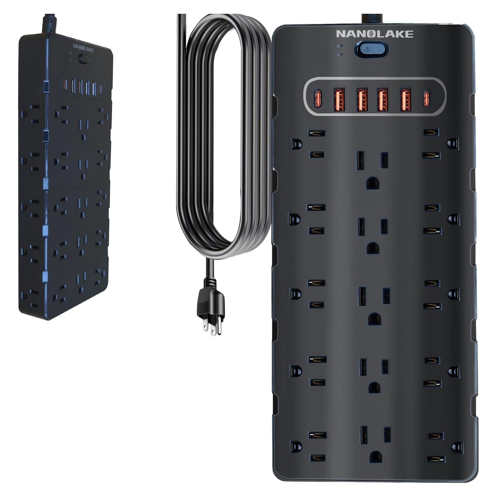 Protector de Sobretensión 20A NANOLAKE 4000J 25 Salidas 6 USB