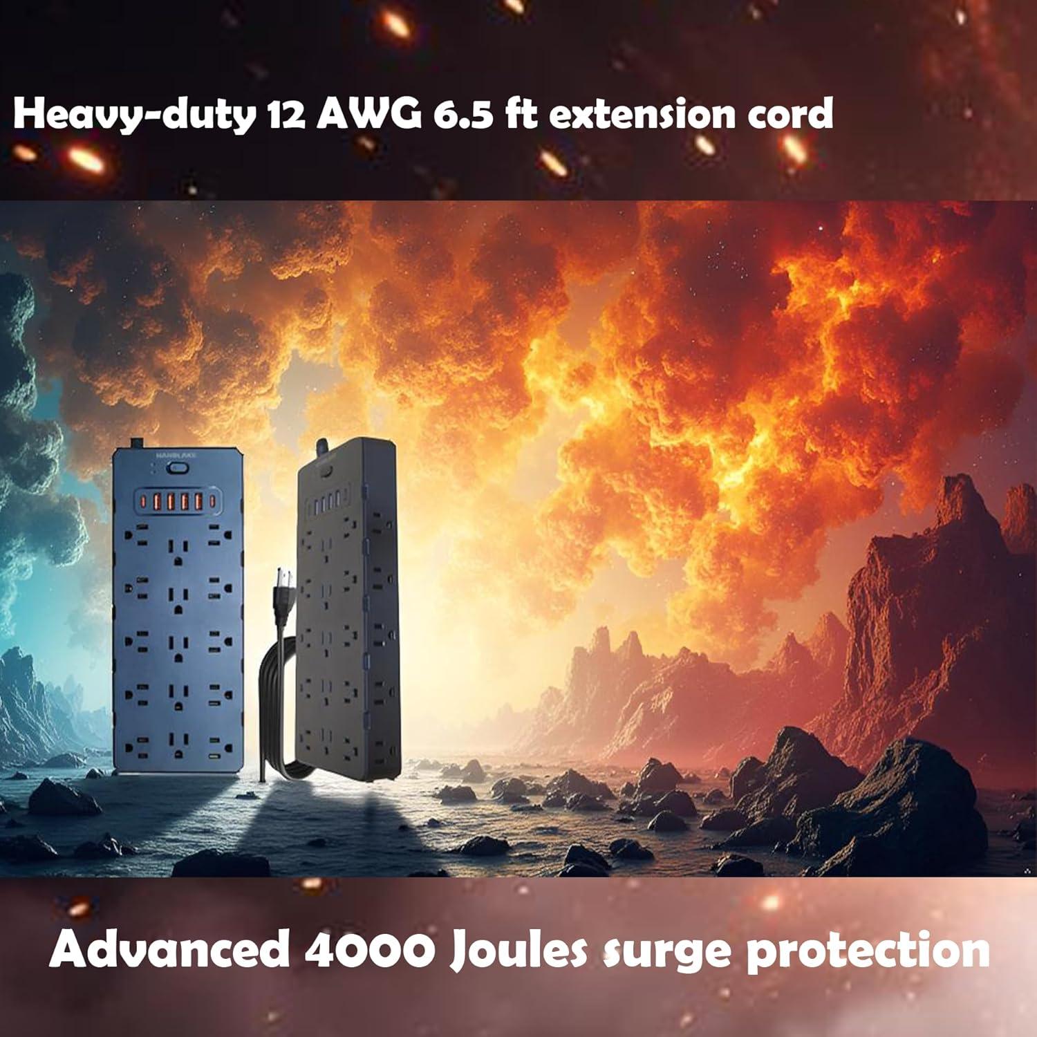 Protector de Sobretensión 20A NANOLAKE 4000J 25 Salidas 6 USB