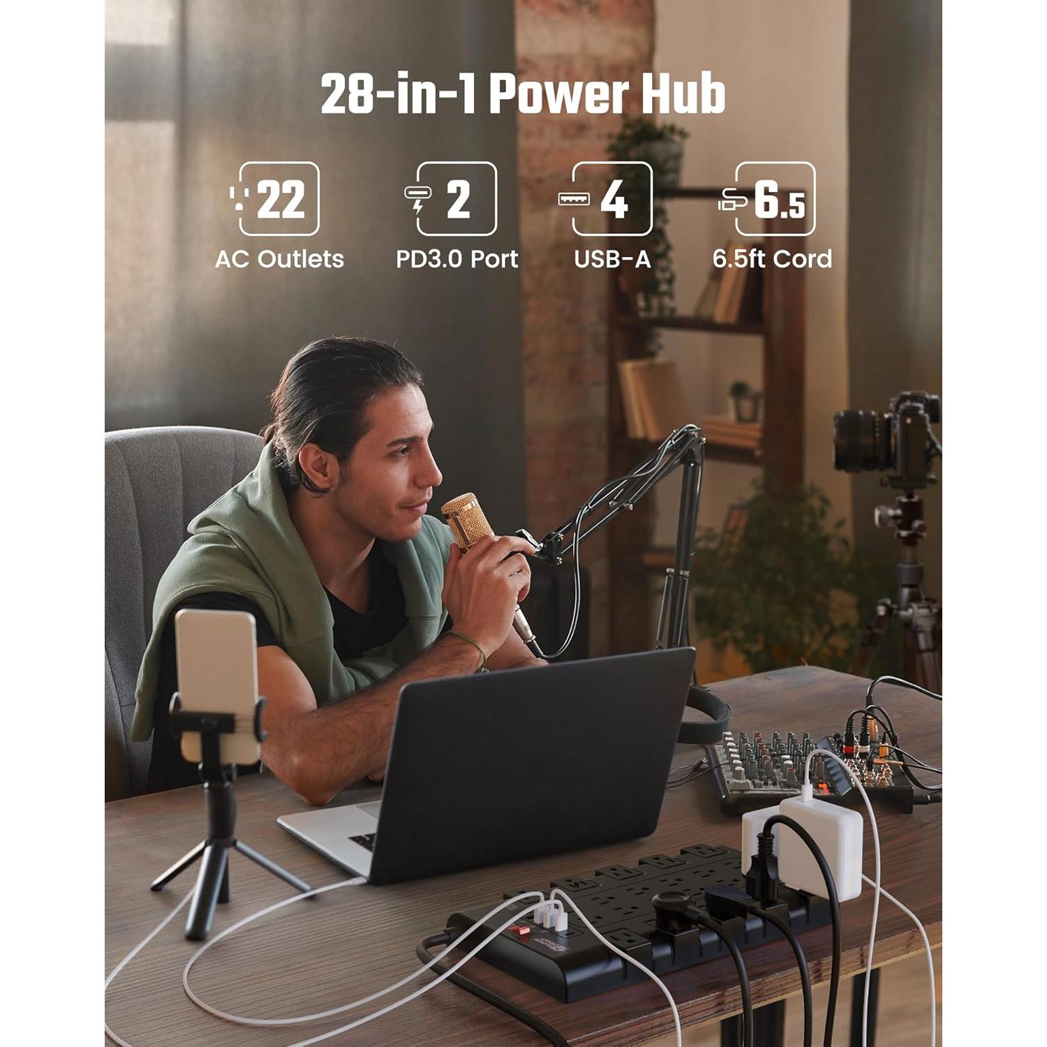 Regleta de Protección SUPERDANNY 22 Salidas 45W USB-C 2m