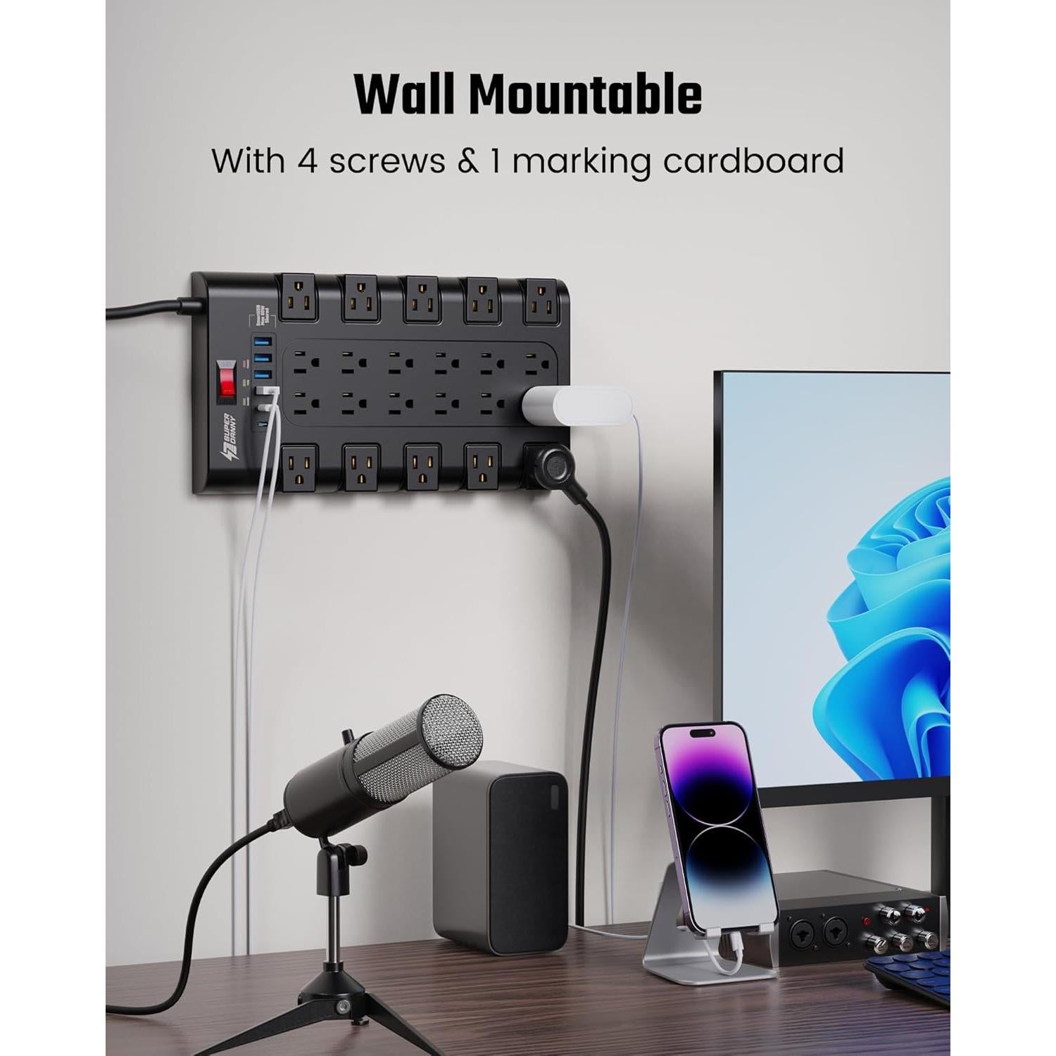 Regleta de Protección SUPERDANNY 22 Salidas 45W USB-C 2m