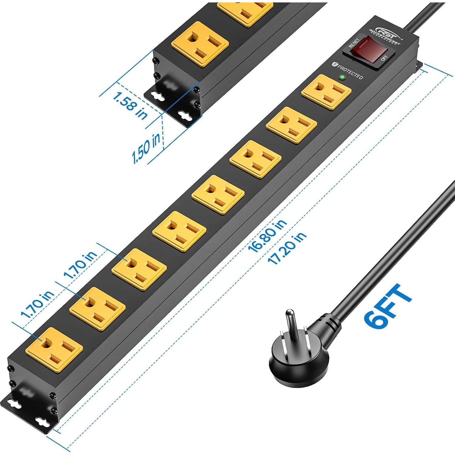 Tira de Poder Metal CRST 8 Salidas 2100J 1.83m 15A