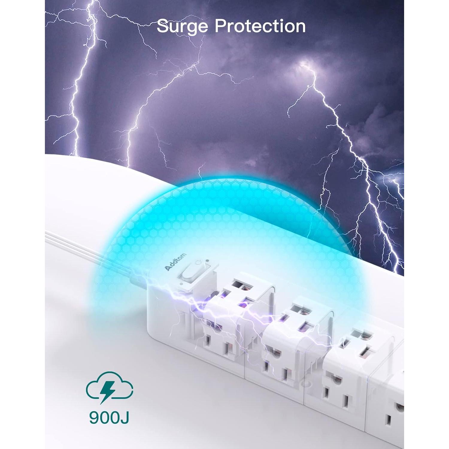 Regleta de Protección Addtam 15 pies con 12 Salidas y 3 USB