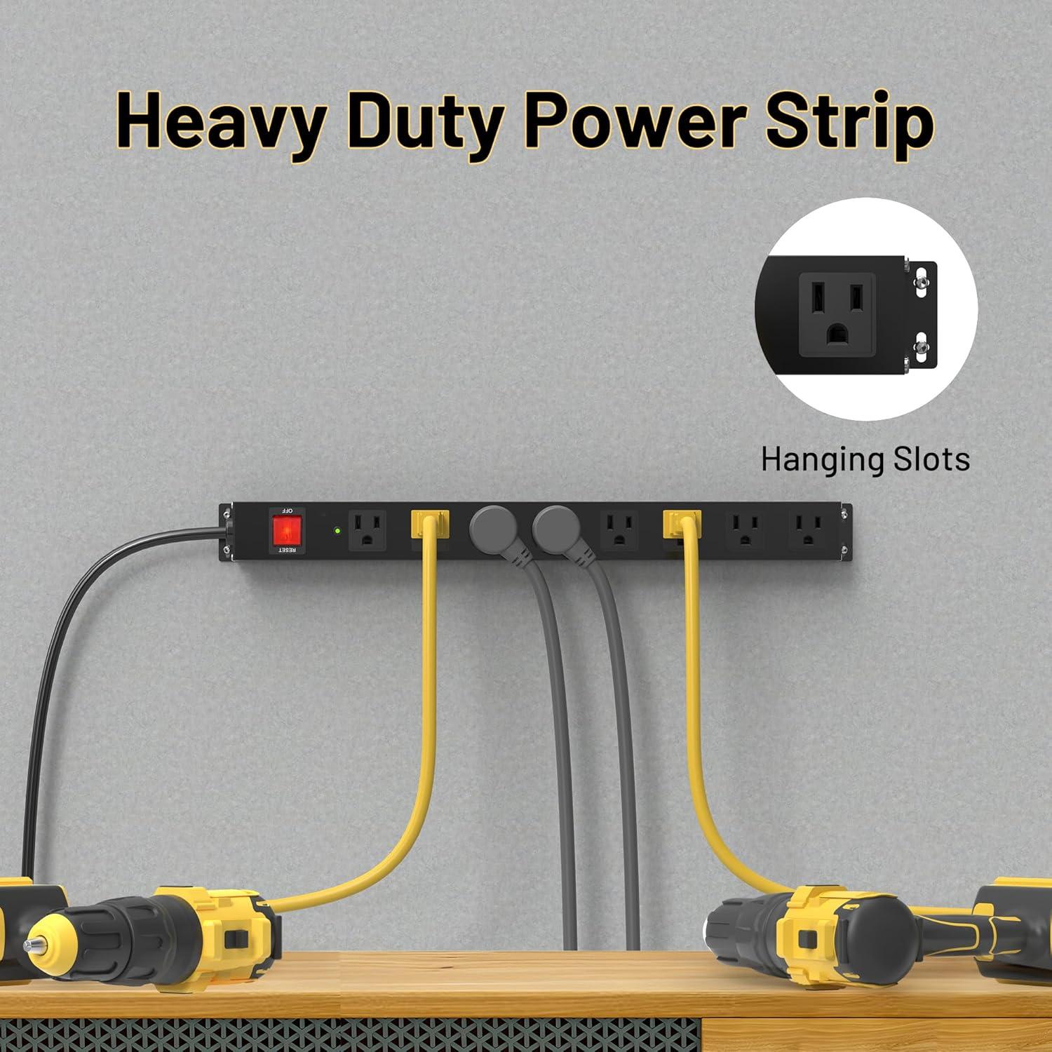 Tira de Poder Montable KF 8 Enchufes 6FT 15A Protección Sobretensiones