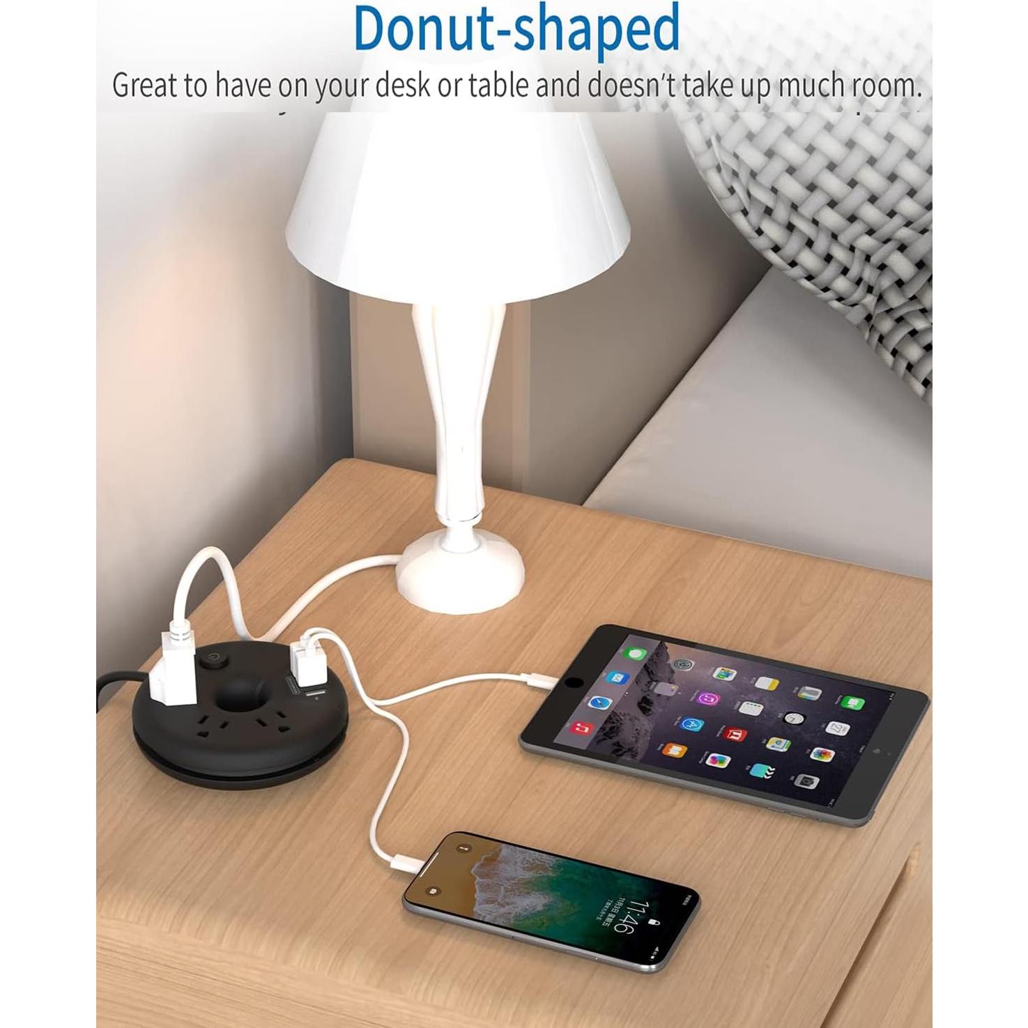 Regleta de Enchufes NTONPOWER 25 Pies con 3 USB y 3 Salidas