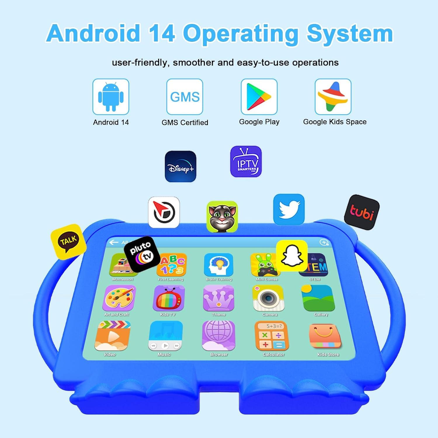 Tableta para Niños HOTTABLET Q8K 7" Android 12 4GB RAM 32GB