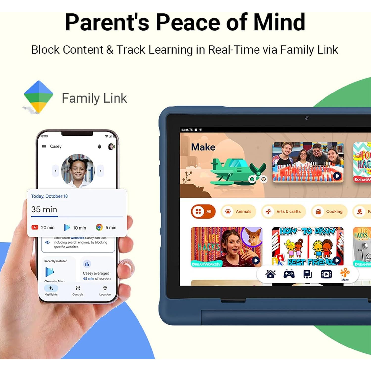 Tableta UEMXDOX para Niños 10.1" Android 15 8GB+64GB Azul