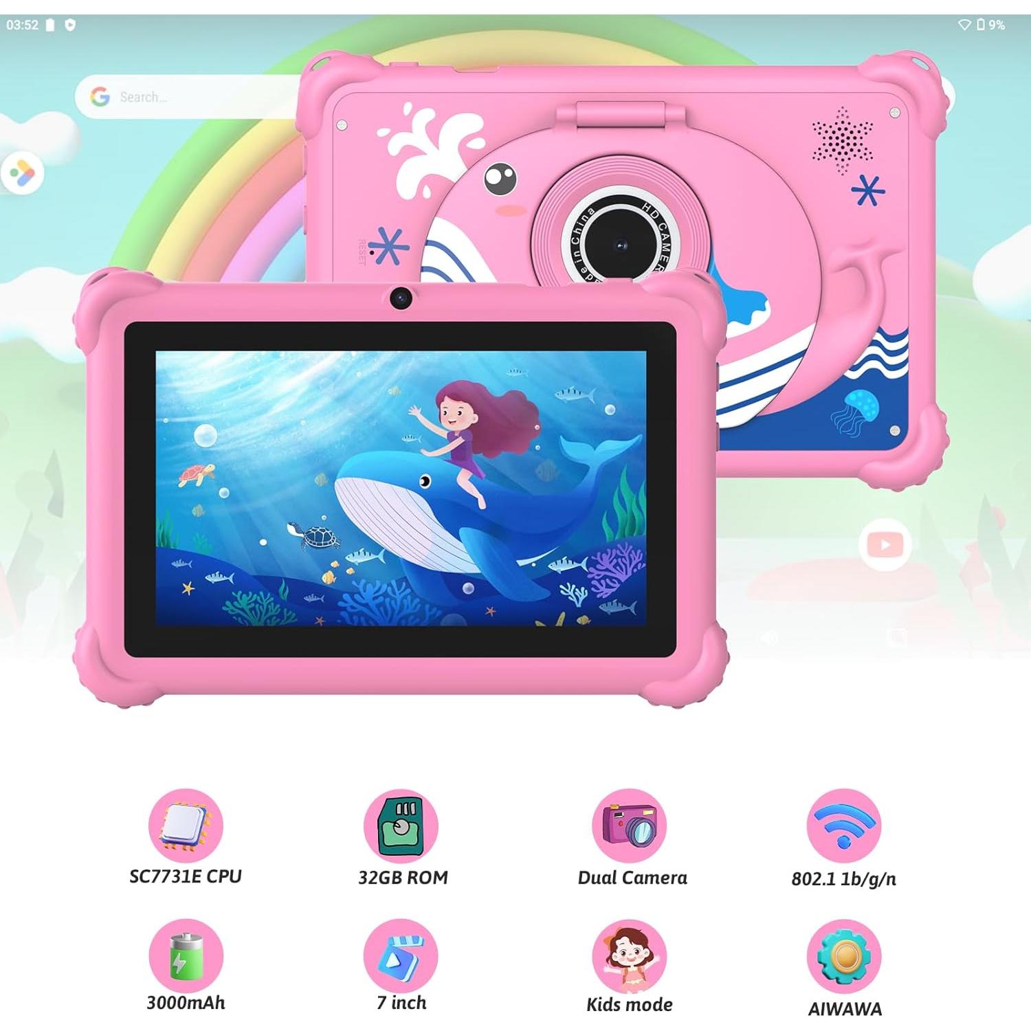 Tableta para Niños 7" Aheadthink AHQ82K Android 12 4GB RAM