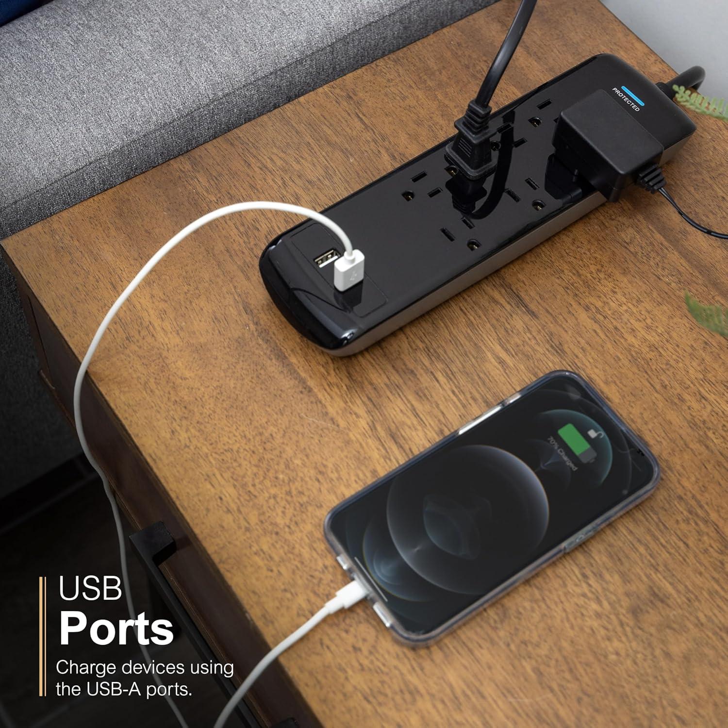 Protector Sobretensiones GE Pro 7 Salidas + 2 USB 0.91m