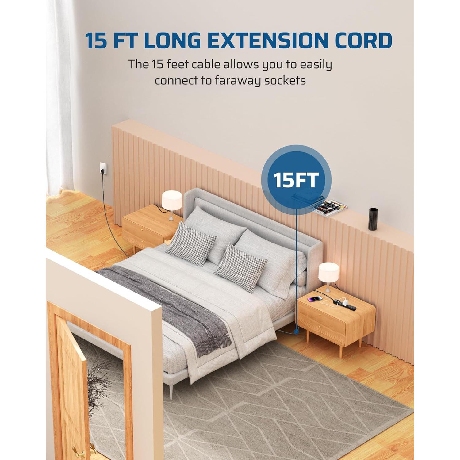 Protector de Sobretensión Dewenwils 2-Pack 4.57m 15A 500J