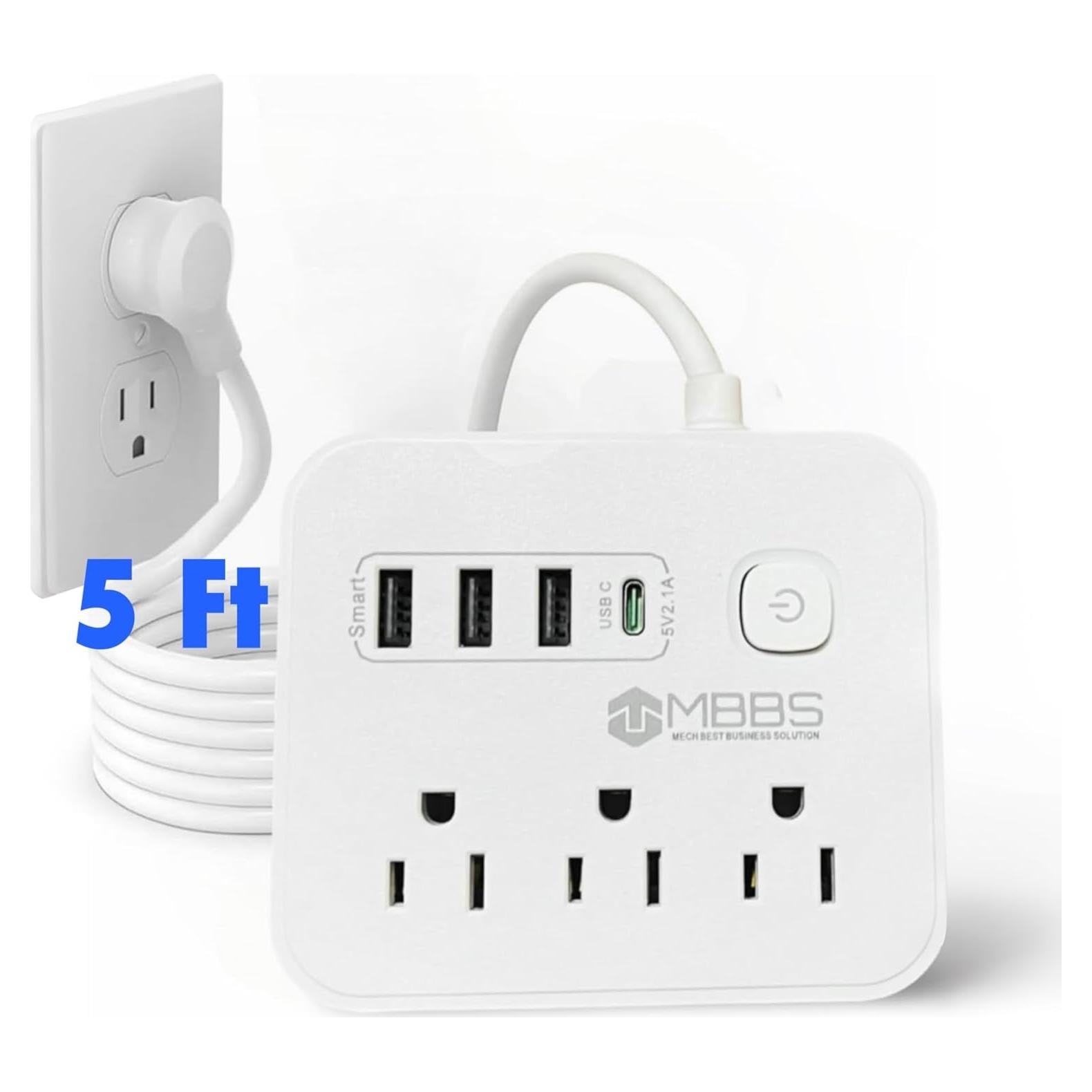 Regleta de Protección MBBS 1200J con USB-C y 3 Salidas AC