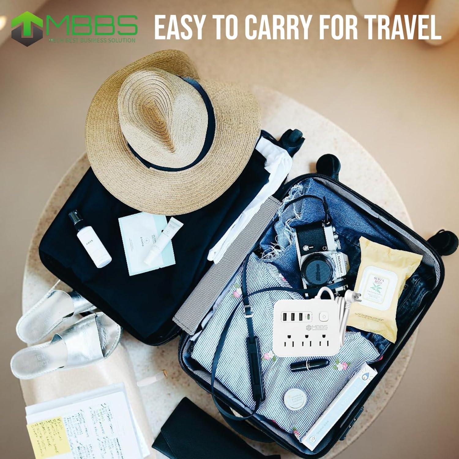 Regleta de Protección MBBS 1200J con USB-C y 3 Salidas AC