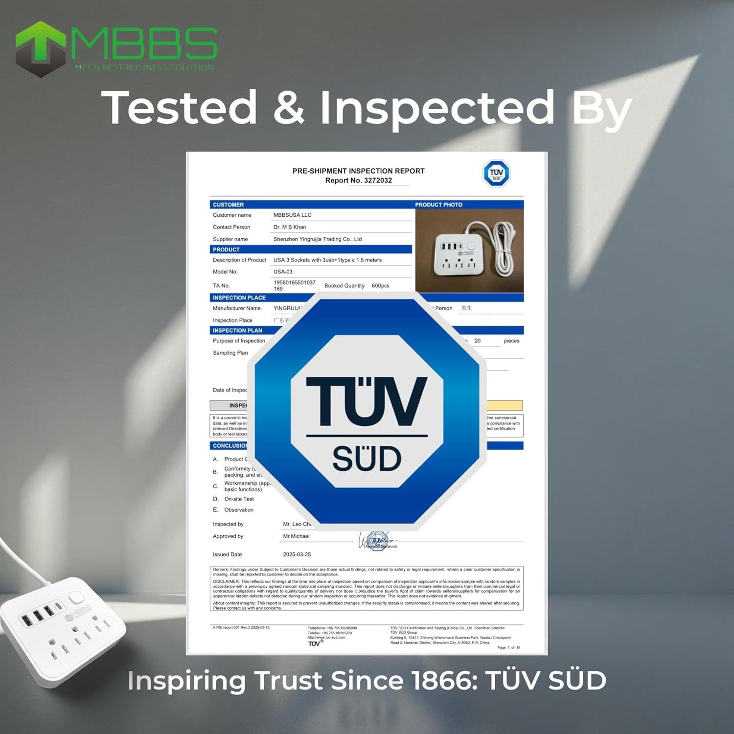 Regleta de Protección MBBS 1200J con USB-C y 3 Salidas AC