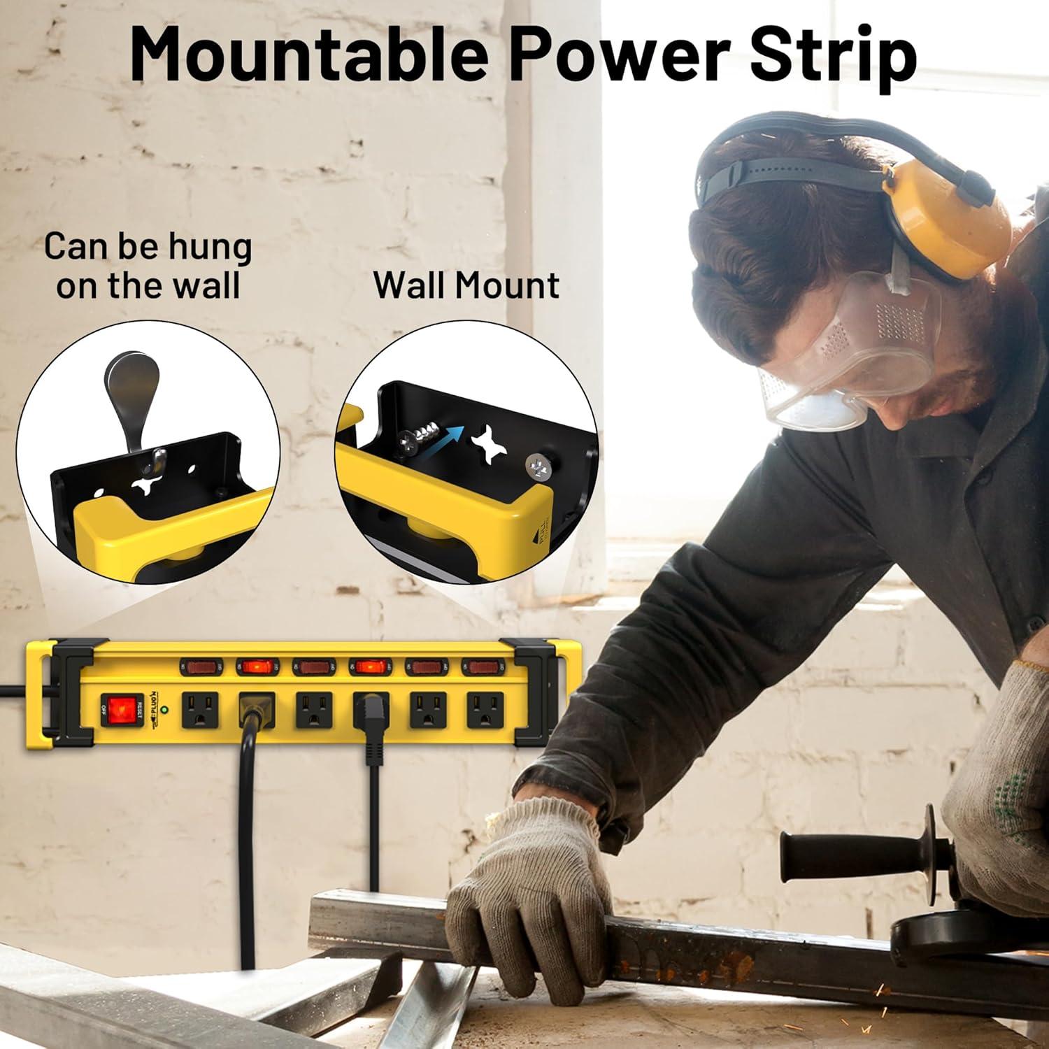 Regleta de Energía Plug'n 6 Salidas 2700J 2 Pack con Interruptores