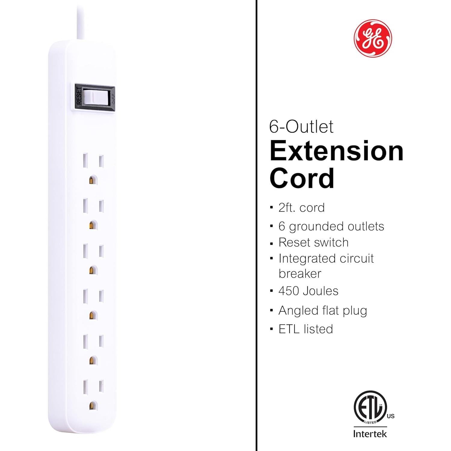 Protector contra Sobretensiones GE 6 Salidas 450 Julios Blanco