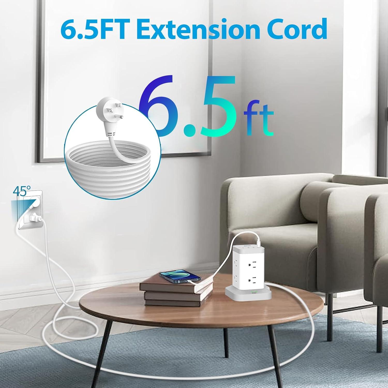 Torre de Protector de Sobretensión BEVA 8 Puertos AC y 4 USB-C