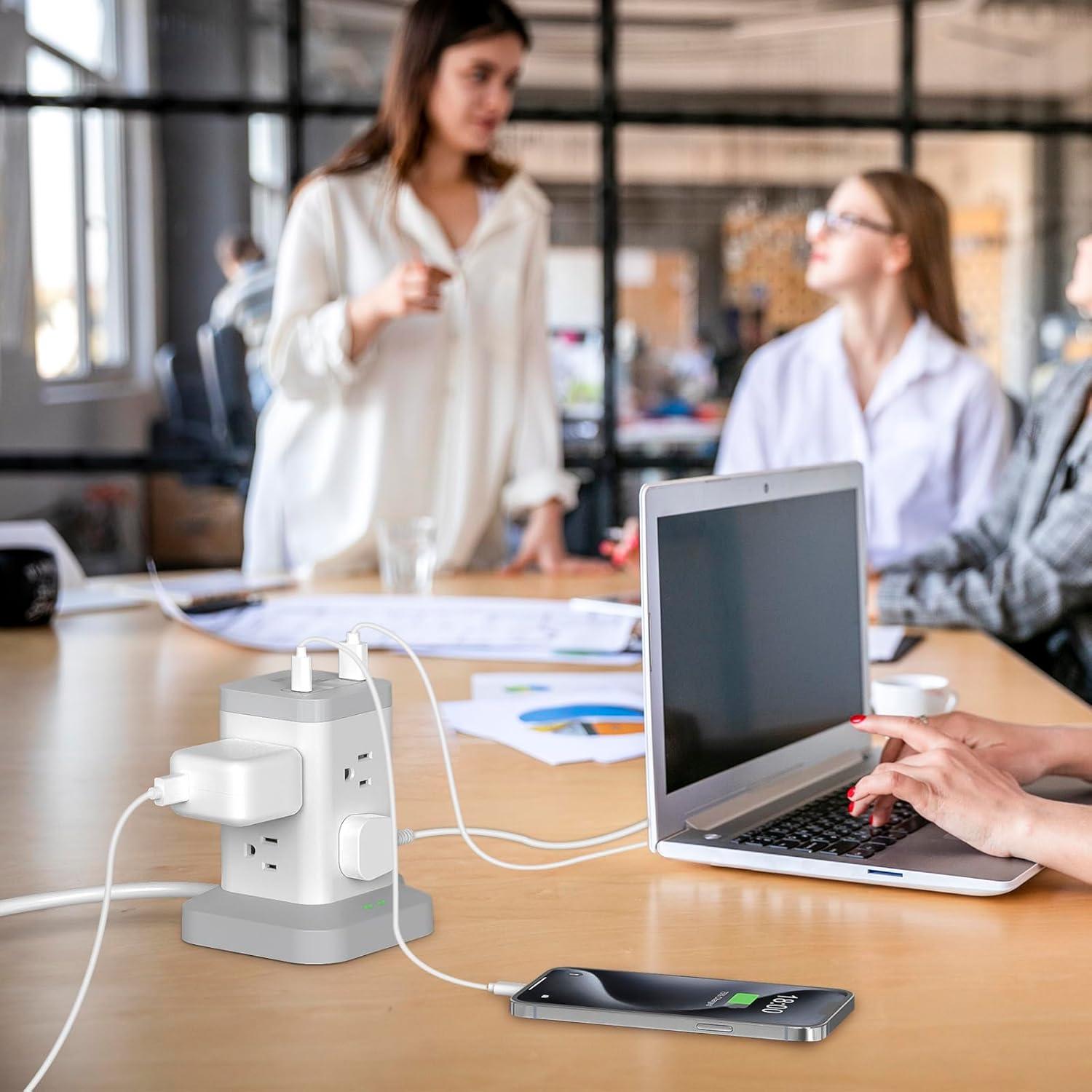 Torre de Protector de Sobretensión BEVA 8 Puertos AC y 4 USB-C