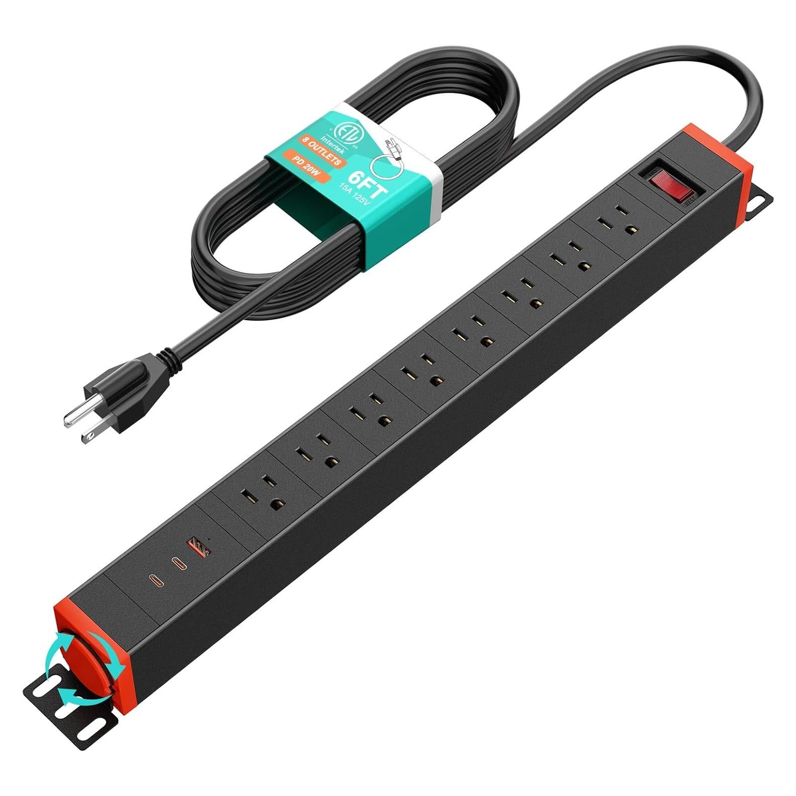 Regleta de Potencia QBA 8 Salidas USB-C 20W Montable en Rack