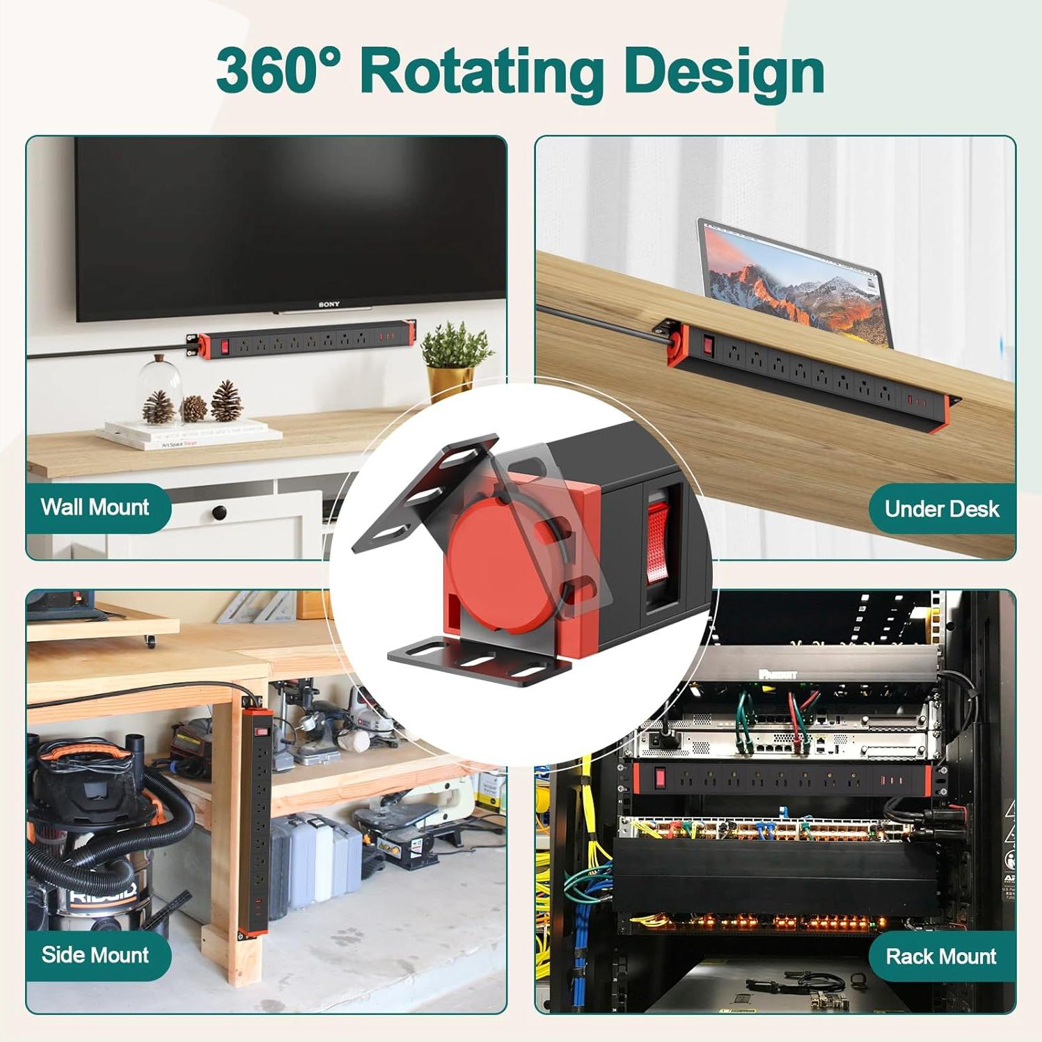 Regleta de Potencia QBA 8 Salidas USB-C 20W Montable en Rack