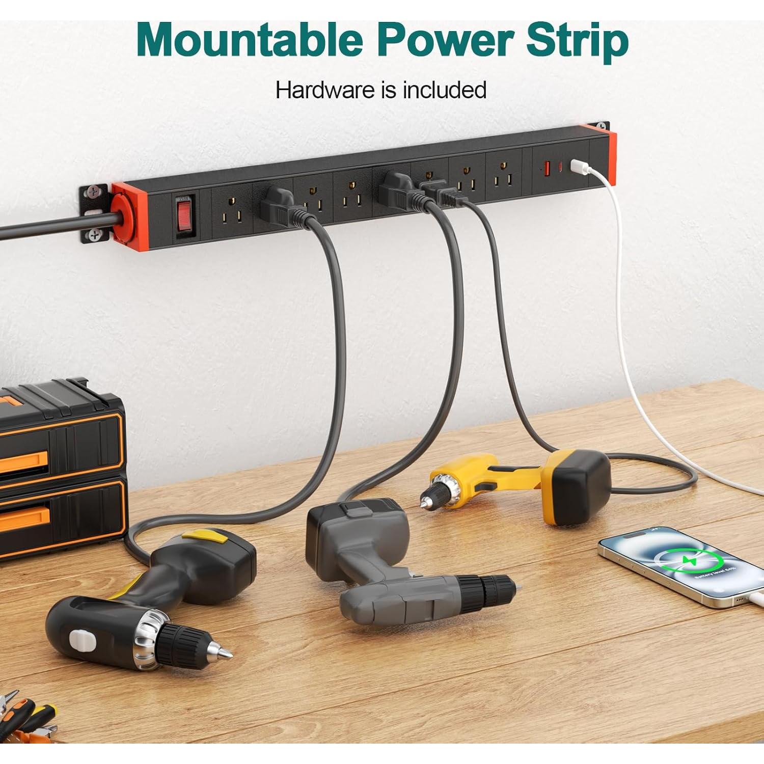 Regleta de Potencia QBA 8 Salidas USB-C 20W Montable en Rack