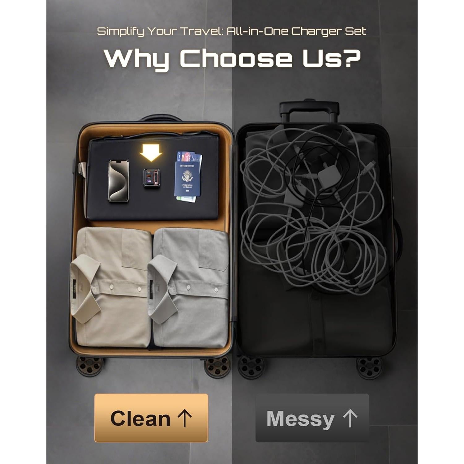 Cargador USB C Retráctil 65W GaN 3 con Cable y Doble Puerto