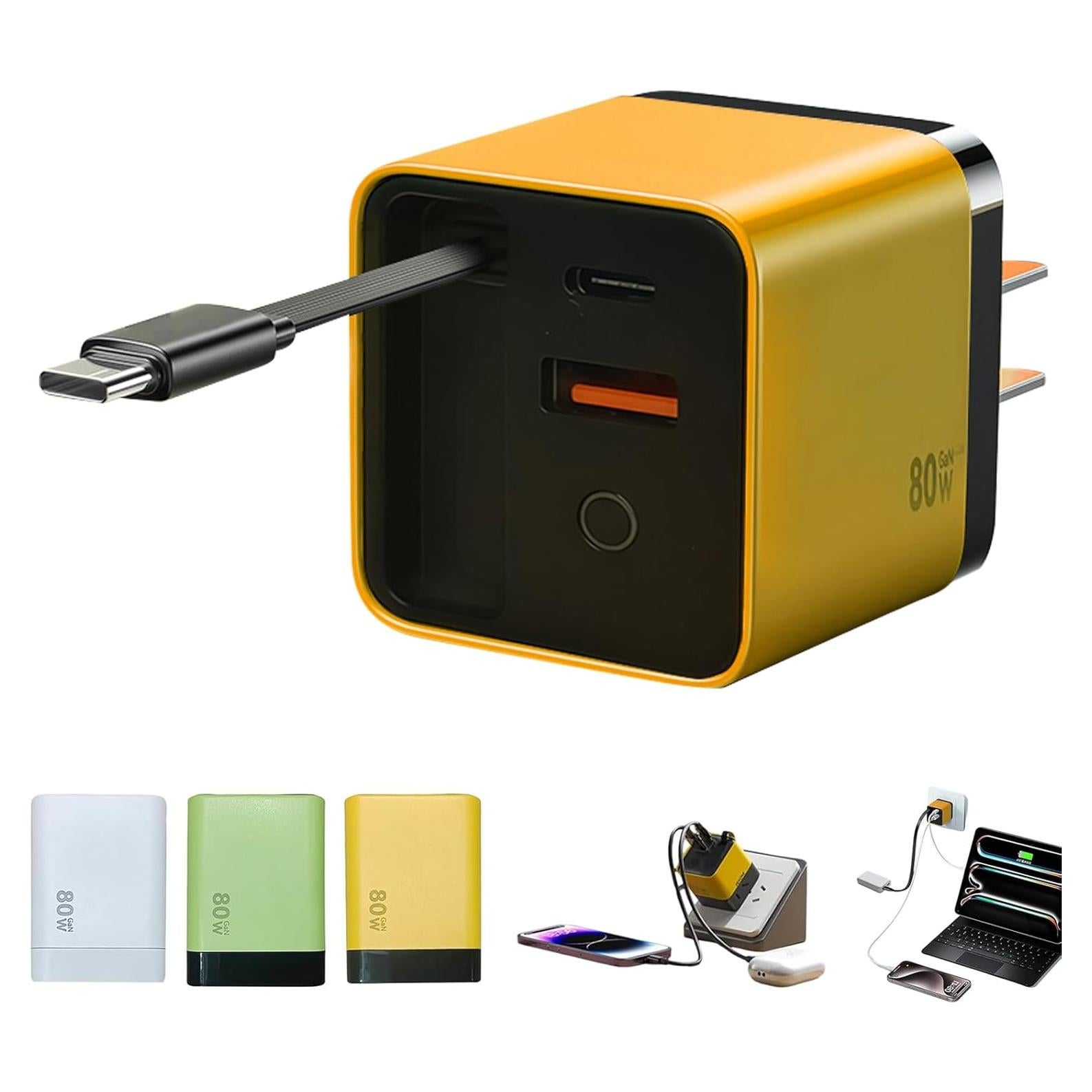 Cargador Tobre 3 en 1 GaN 80W con Cable Retráctil para iPhone 17