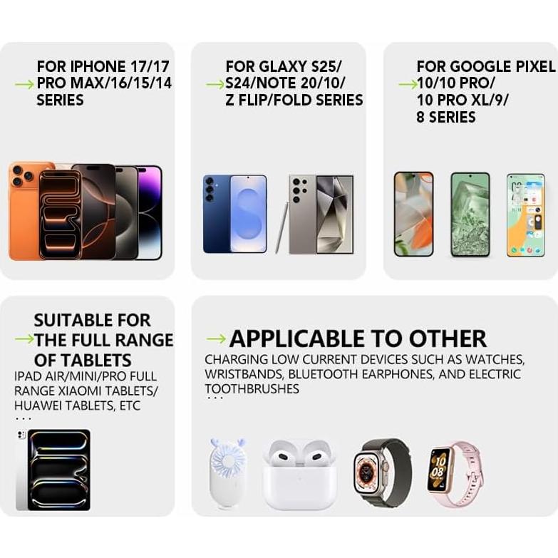 Cargador Tobre 3 en 1 GaN 80W con Cable Retráctil para iPhone 17