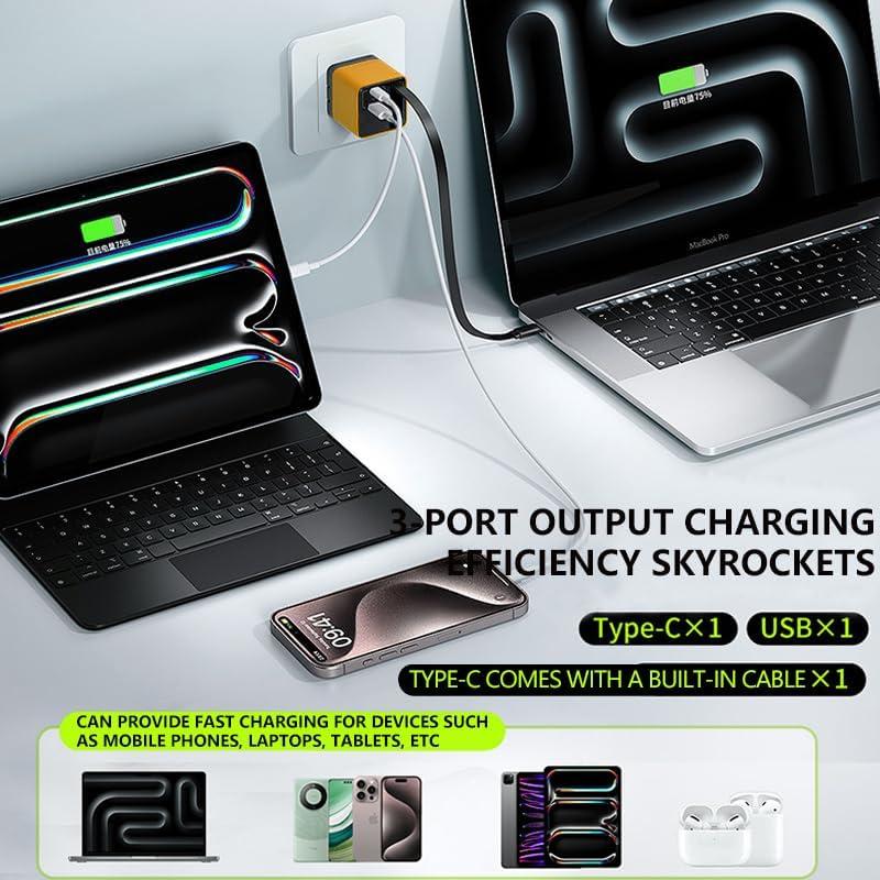 Cargador Tobre 3 en 1 GaN 80W con Cable Retráctil para iPhone 17