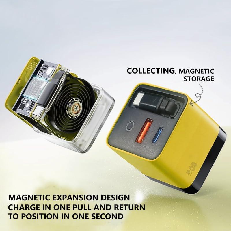 Cargador Tobre 3 en 1 GaN 80W con Cable Retráctil para iPhone 17