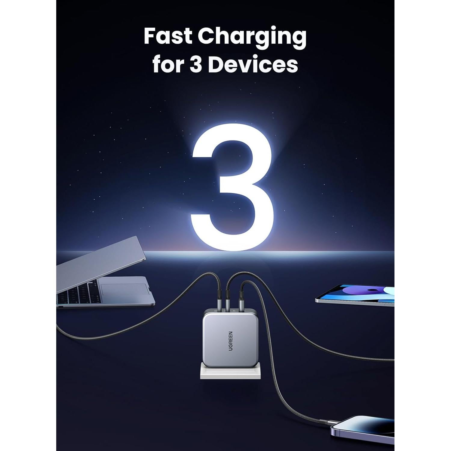 Cargador UGREEN 140W USB C Plegable para MacBook Pro y iPhone