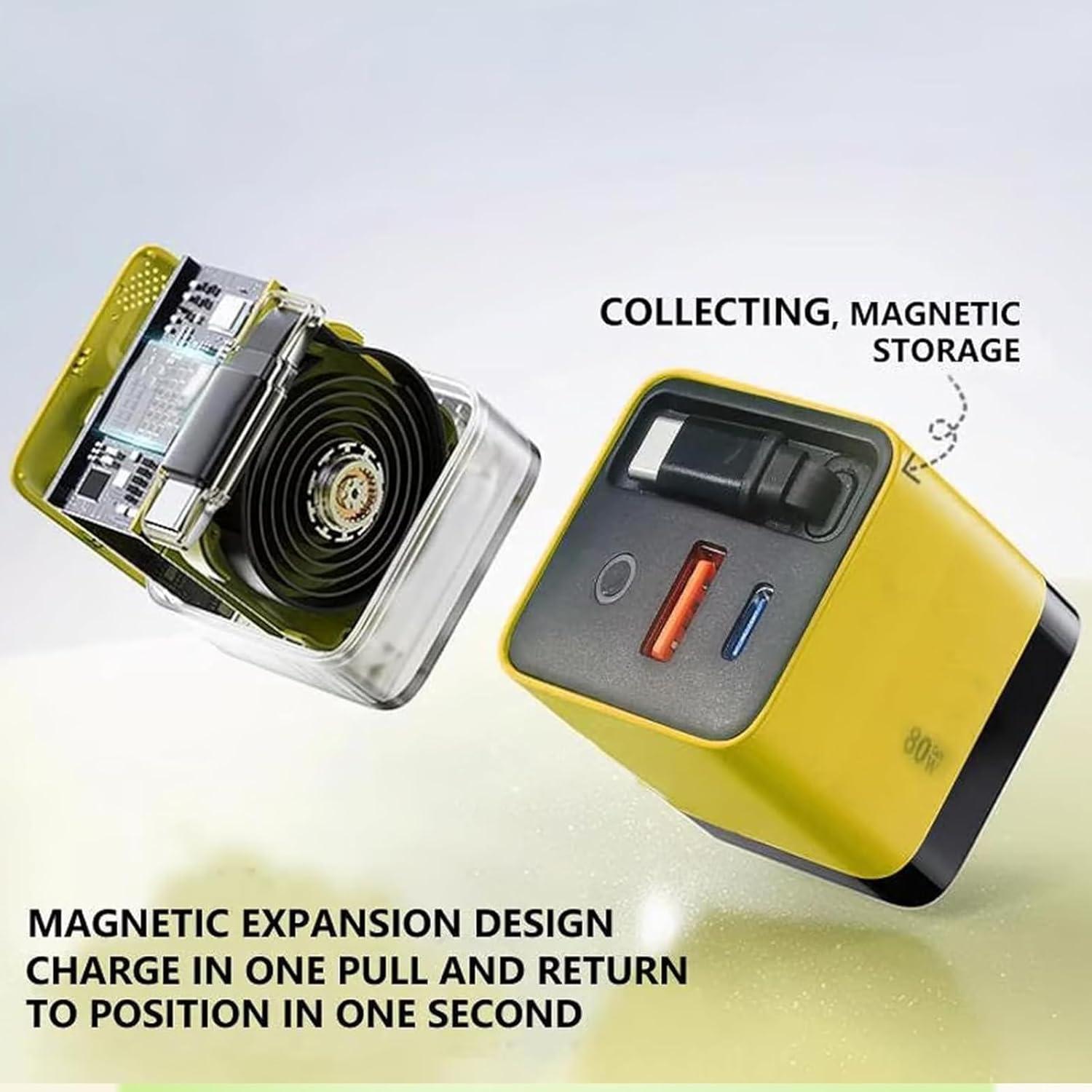 Cargador Rápido 3 en 1 OFIGAS 80W GaN con Cable USB-C