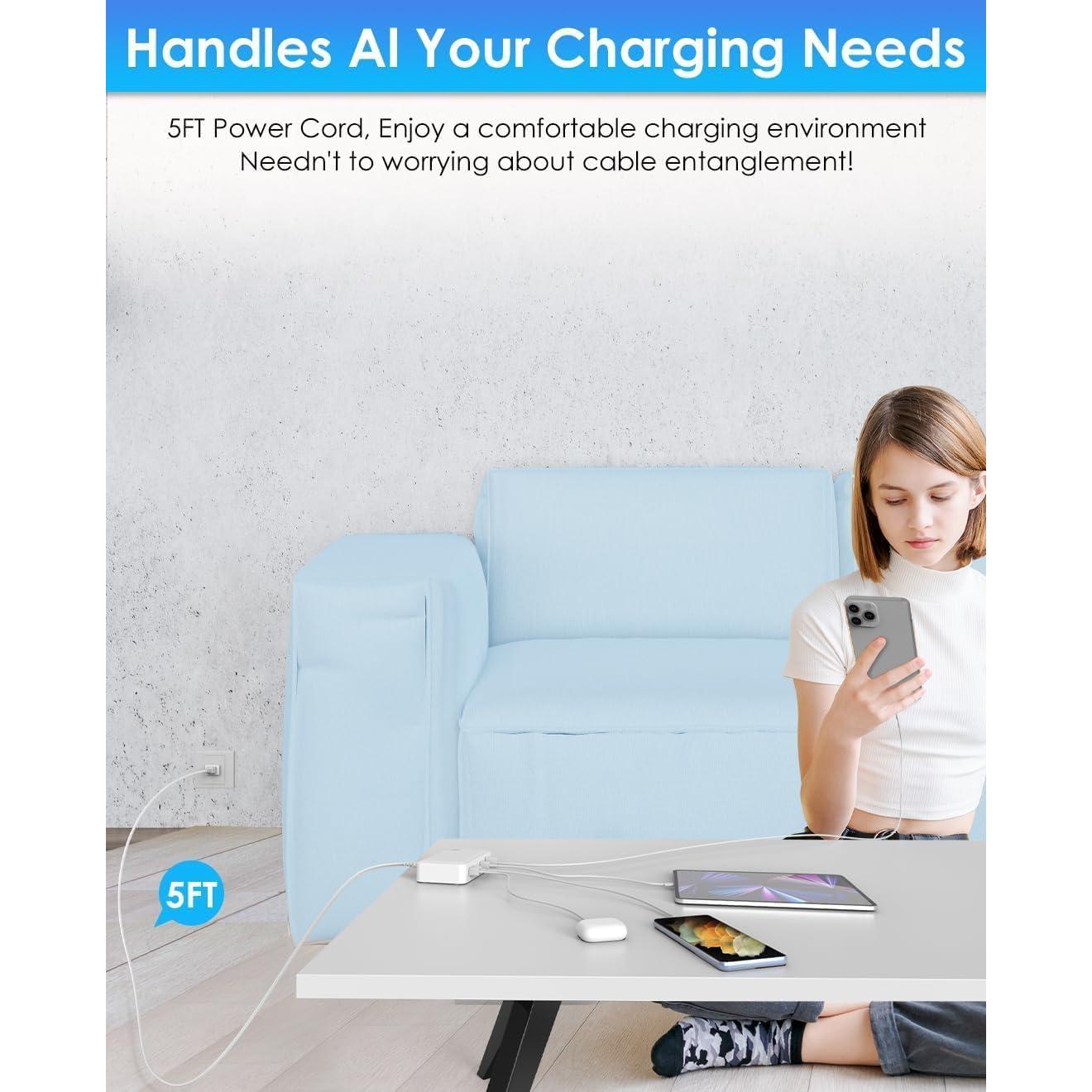 Estación de Carga USB C 300W - Hub 8 Puertos PD 100W