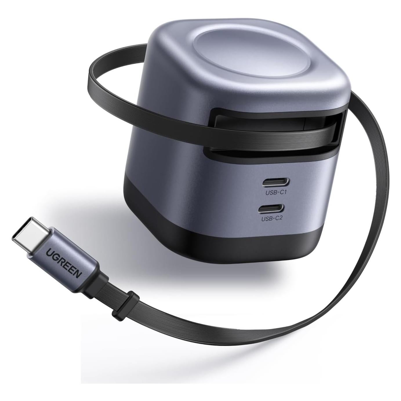 Cargador Rápido UGREEN Nexode 45W GaN 3 Puertos USB-C Plegable