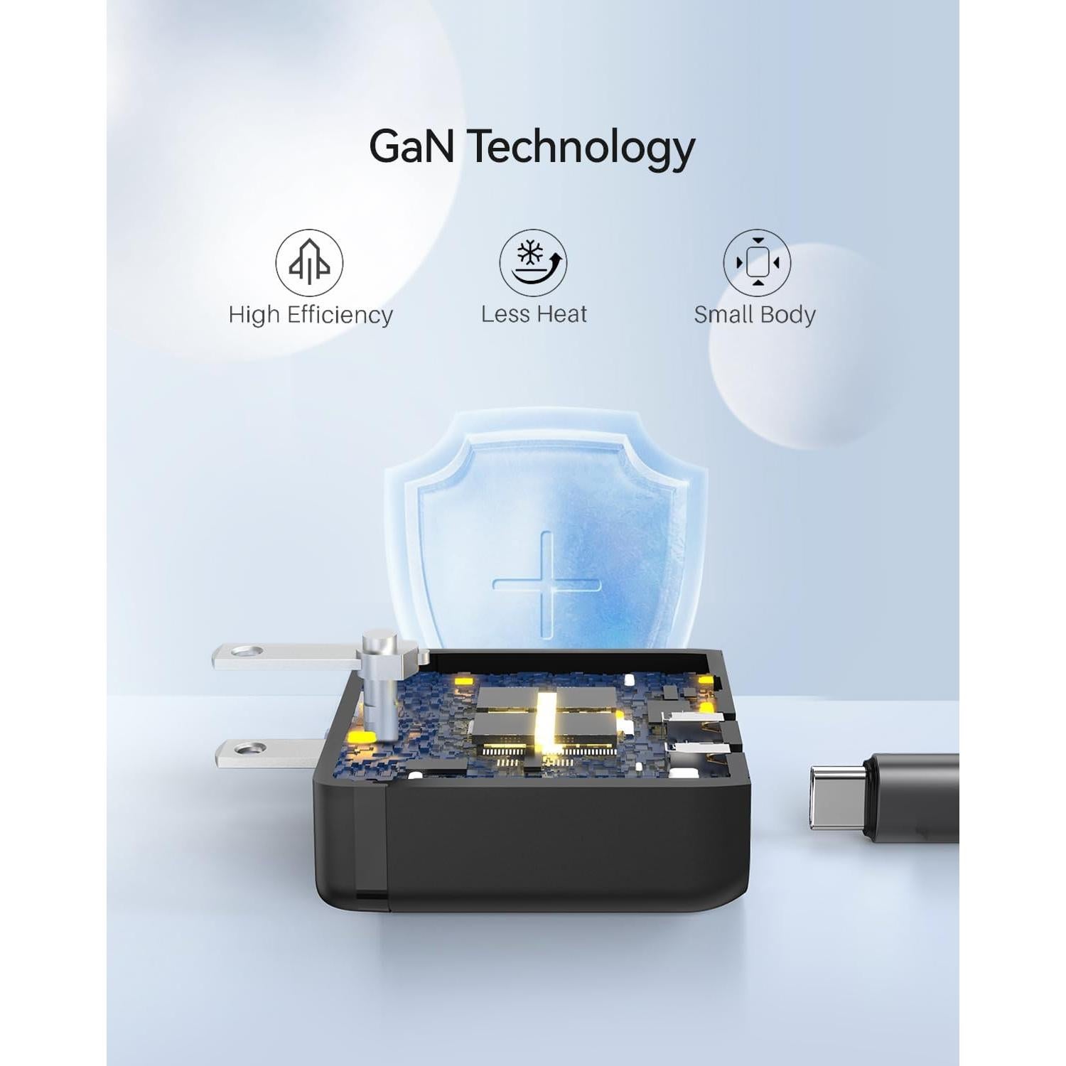 Cargador USB C K&ZZ 45W Rápido Doble Tipo C Plegable