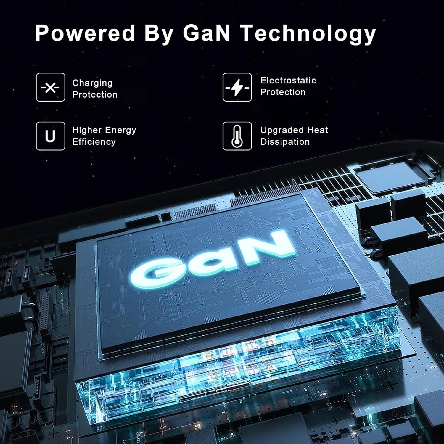 Cargador USB C 65W DCV con Pantalla LED y 3 Puertos - Negro