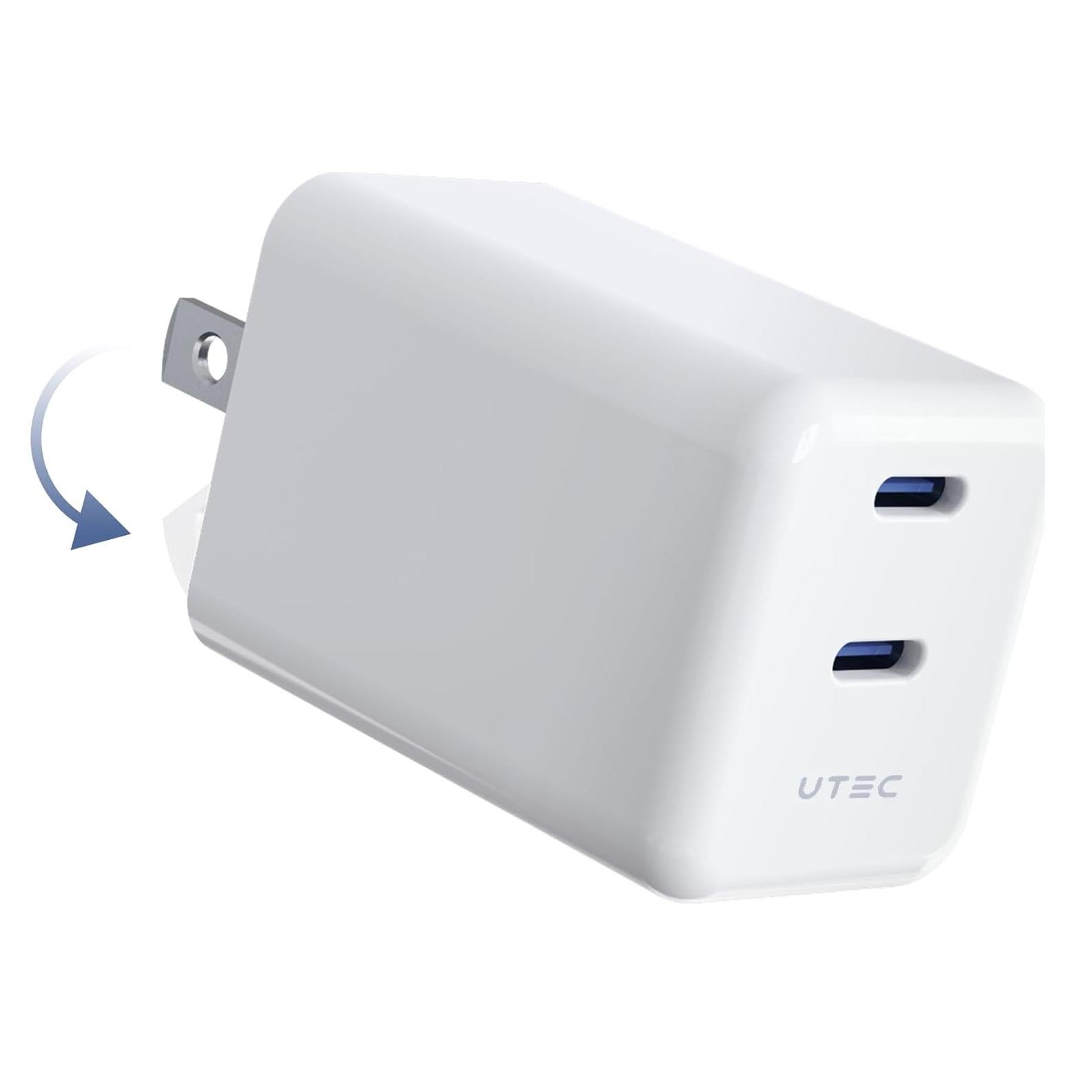 Cargador USB C UTEC 35W Plegable 2 Puertos Rápido