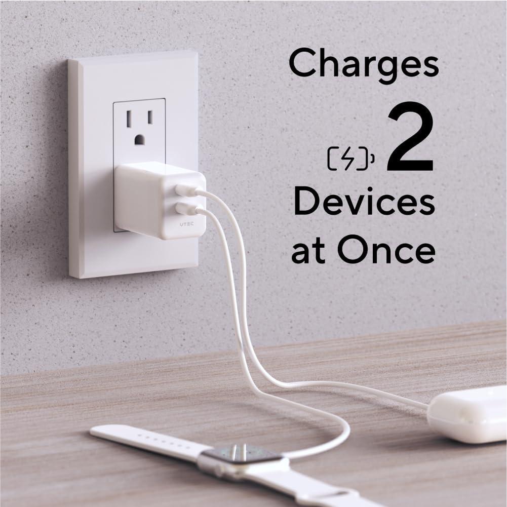 Cargador USB C UTEC 35W Plegable 2 Puertos Rápido