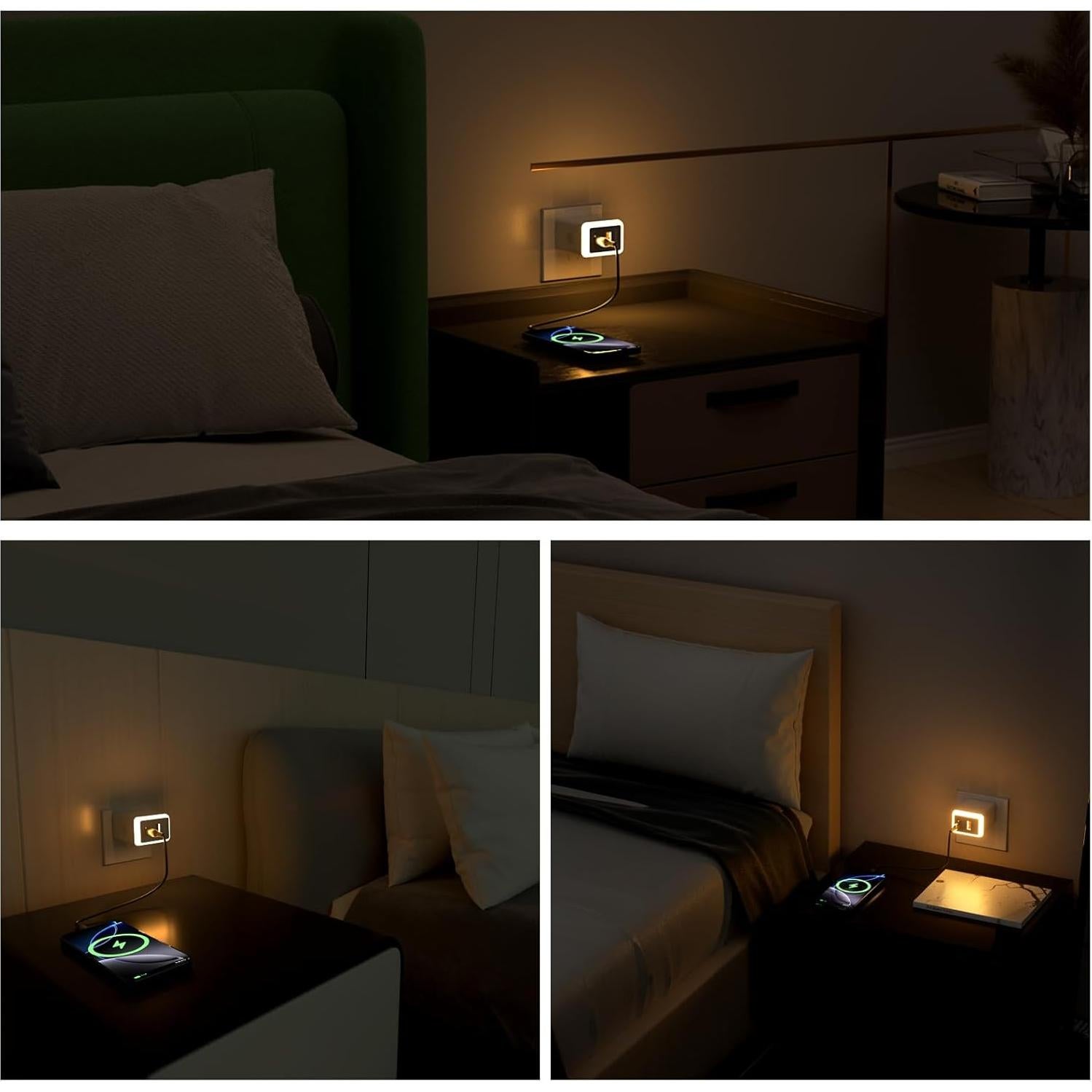 Cargador USB C 45W GaN con Luz Nocturna Doble Puerto