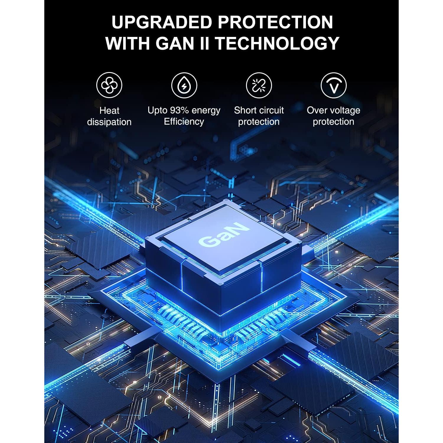 Cargador Rápido Nekteck 100W GaN USB C 3 Puertos - Plegable