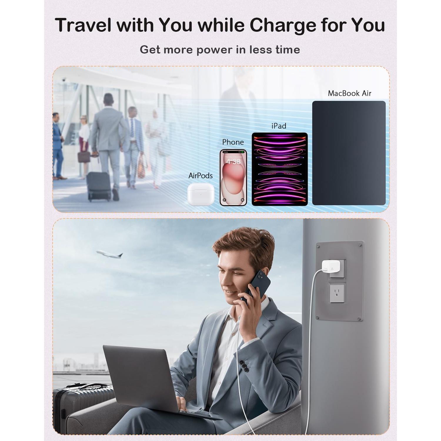 Cargador de pared 3inuS GaN USB-C PD 33W para iPhone y MacBook