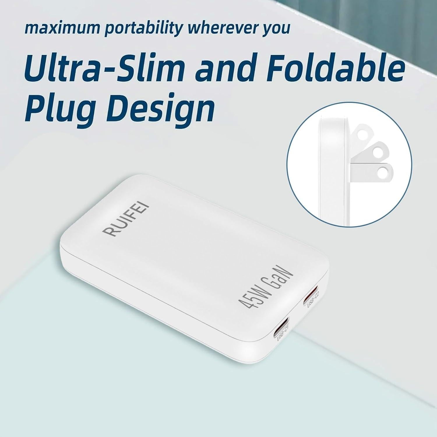 Cargador de pared USB C 45W RUIFEI 2 puertos carga rápida