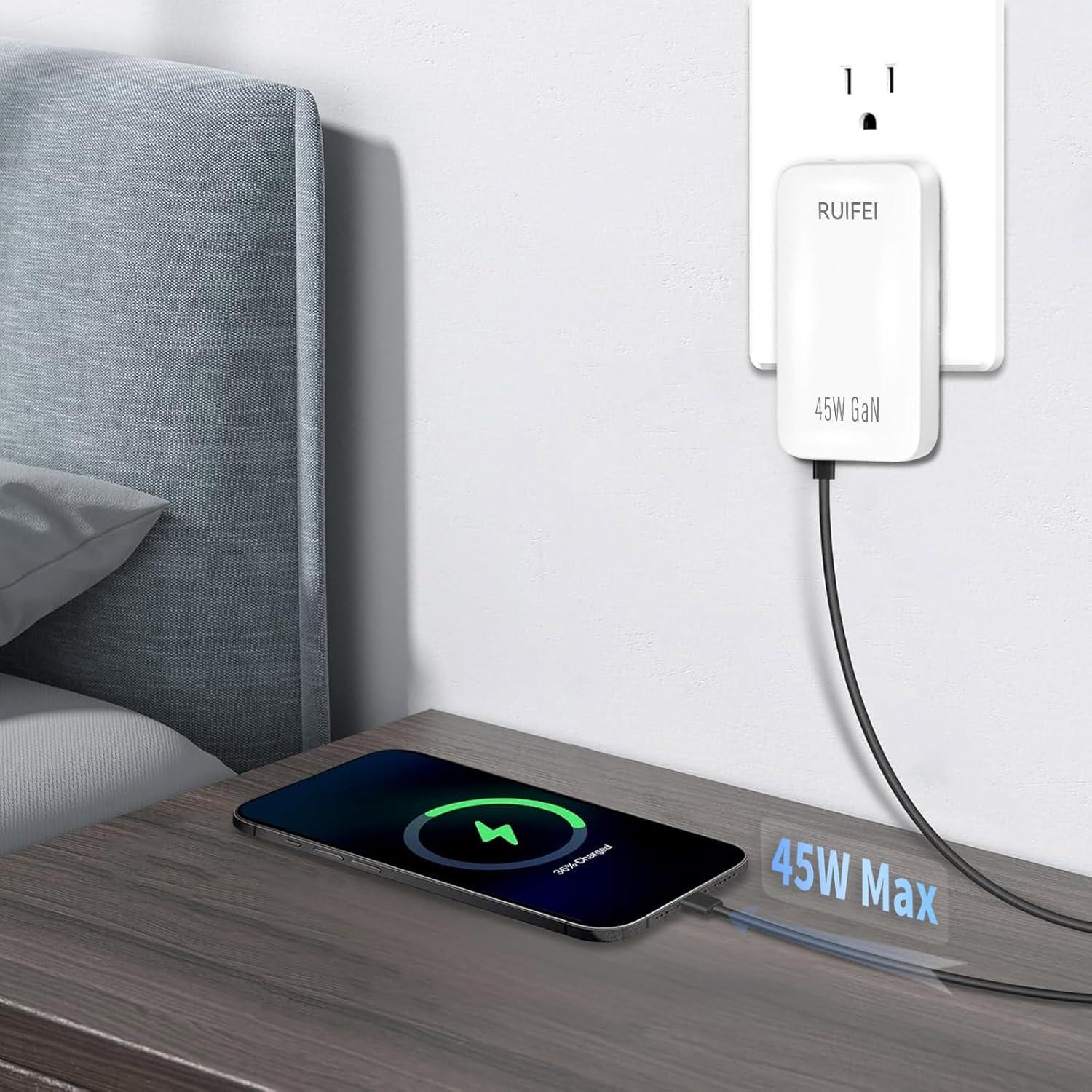 Cargador de pared USB C 45W RUIFEI 2 puertos carga rápida