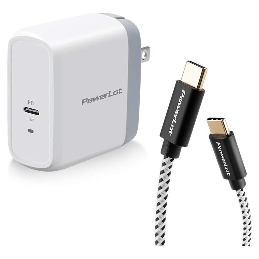 Cargador USB C PowerLot 65W con Cable de 1.8m - Carga Rápida