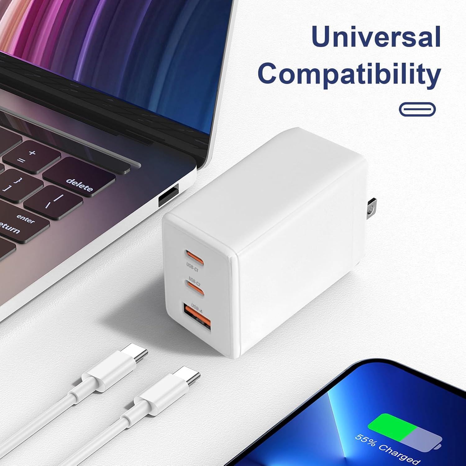 Cargador USB-C 67W Shen Zhen - Carga Rápida 3 Puertos Plegable