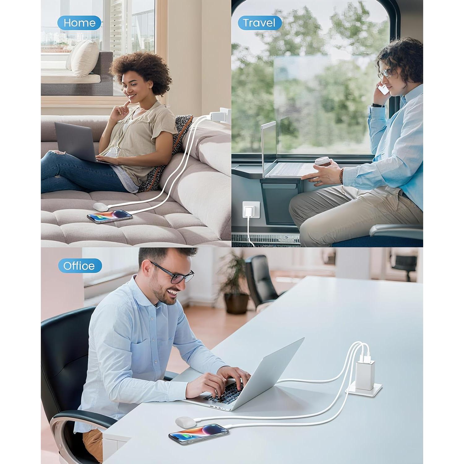 Cargador USB-C 67W Shen Zhen - Carga Rápida 3 Puertos Plegable