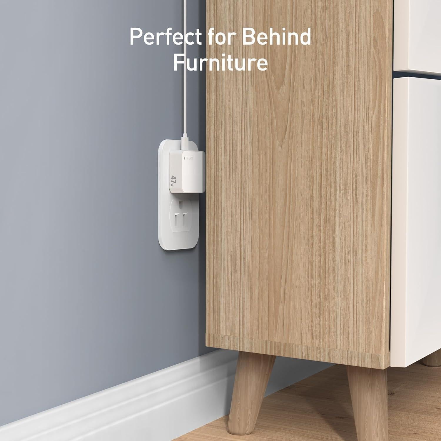 Cargador de pared USB C Nekmit 47W Dual Carga Rápida Blanco