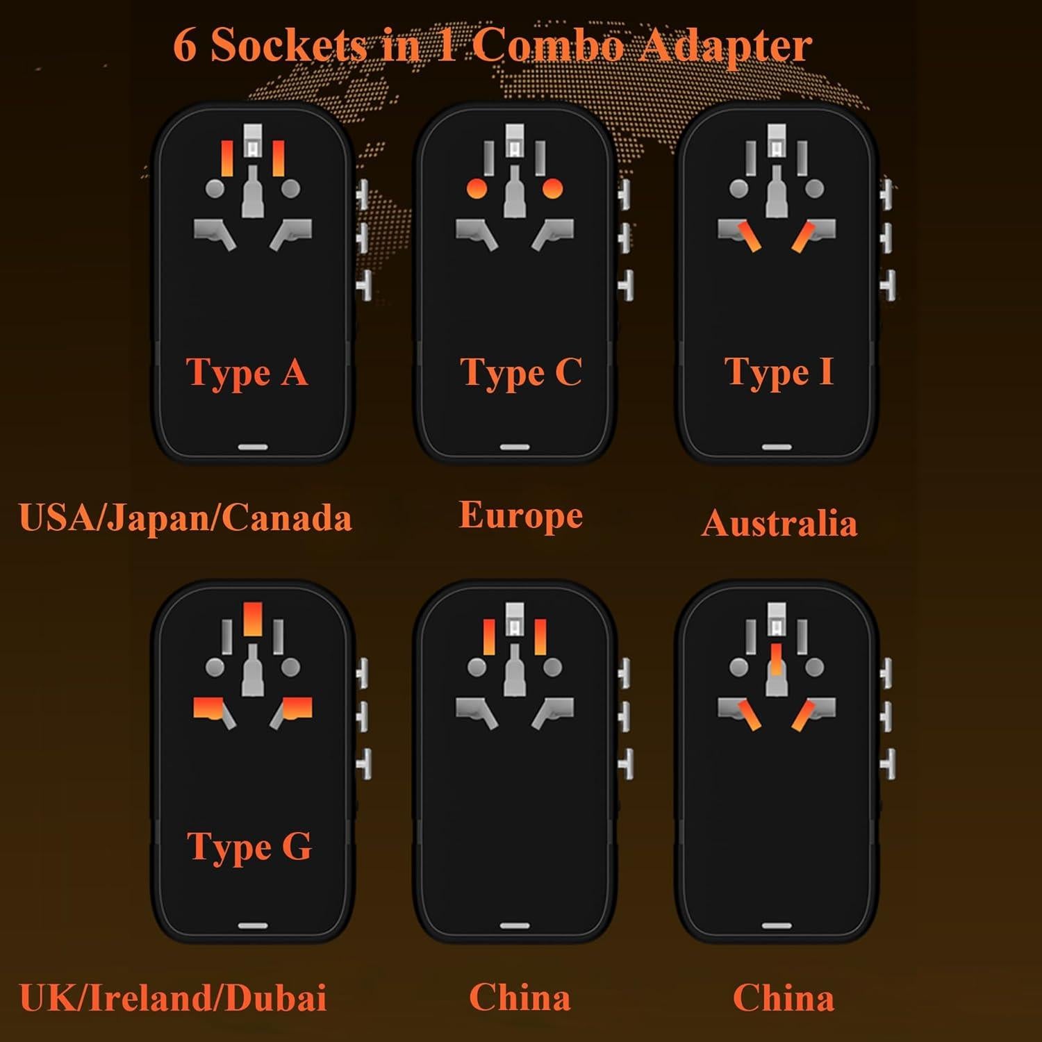 Convertidor de Voltaje Universal Zanoal 220V a 110V con 4 Puertos