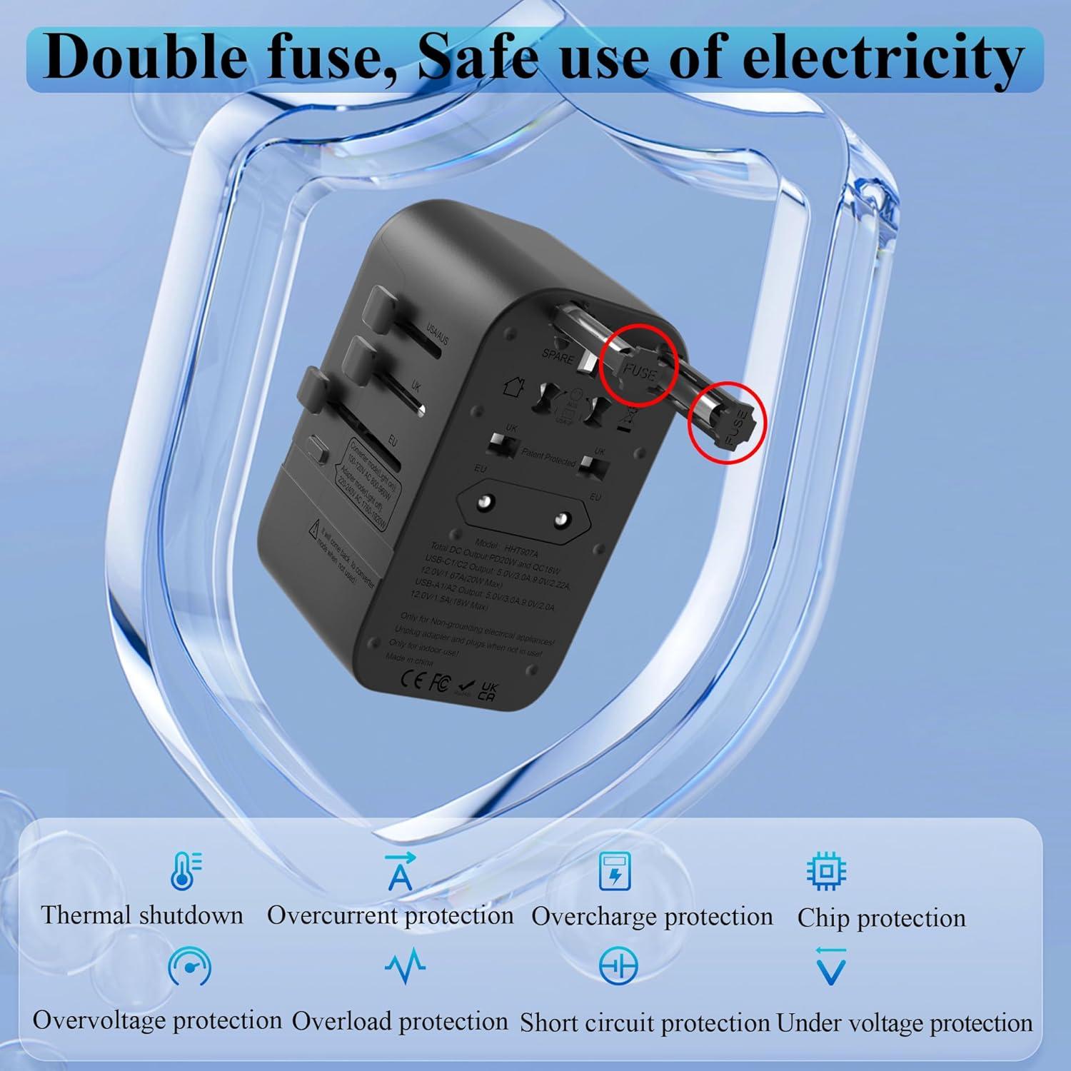 Convertidor de Voltaje Universal Zanoal 220V a 110V con 4 Puertos