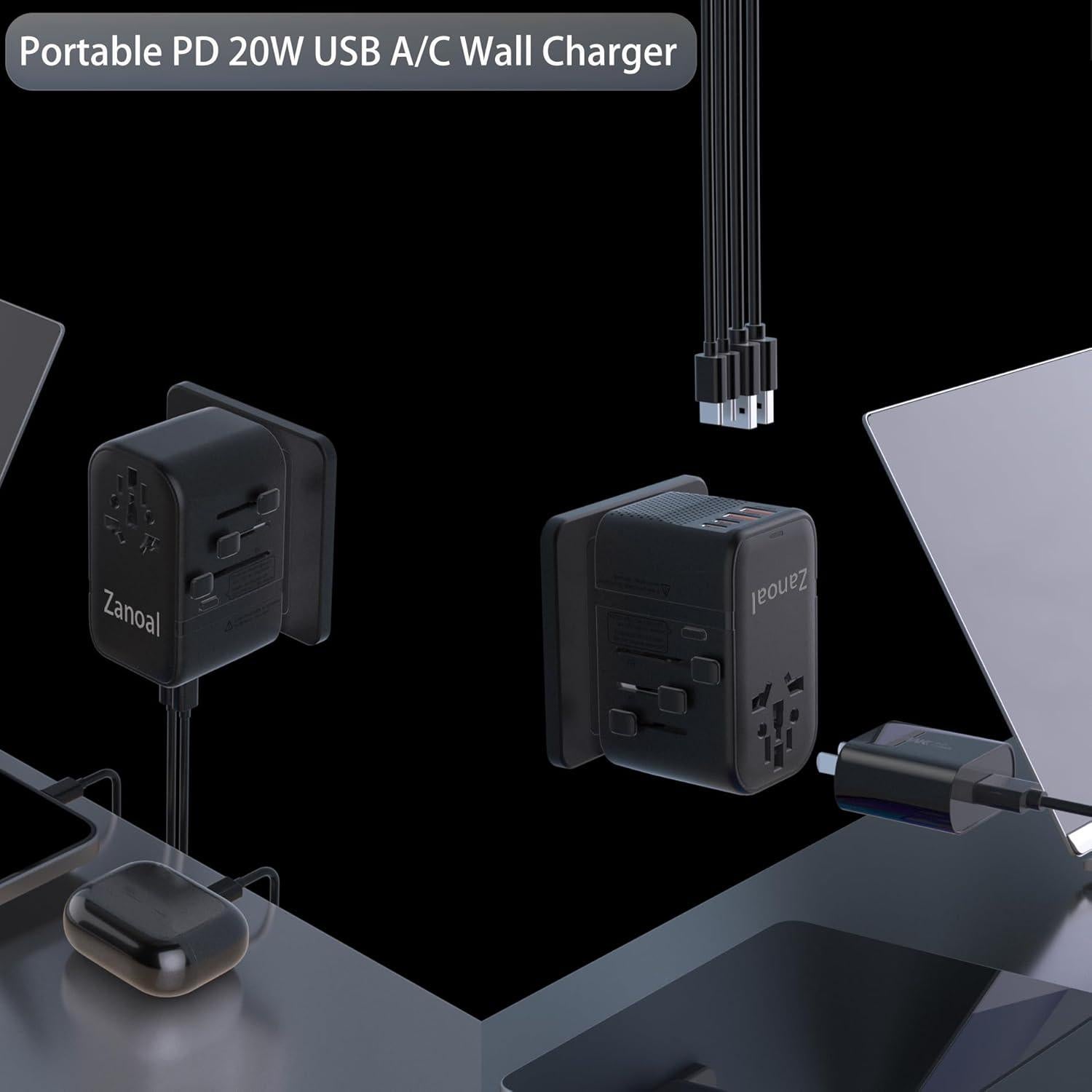 Convertidor de Voltaje Universal Zanoal 220V a 110V con 4 Puertos