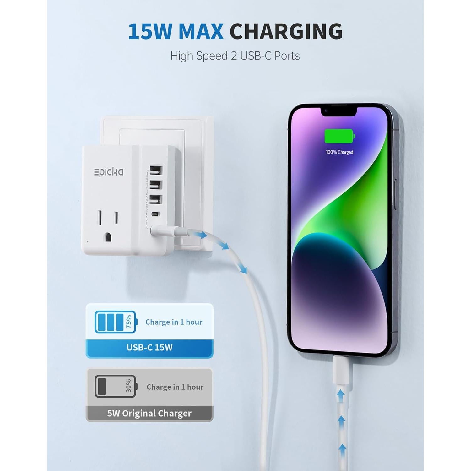 Adaptador de Viaje EPICKA X232B Universal 7 en 1 USB-C y AC